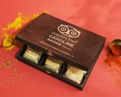 Petit coffret d'épices gravé Cuisine d'Excellence - 9 épices du monde
