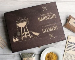 Petit coffret d'épices gravé Festival du barbecue - 9 épices du monde