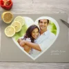 Planche à découper en verre personnalisée - Coeur Photo
