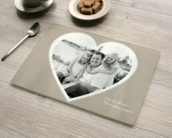Planche à découper en verre personnalisée - Coeur Photo
