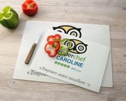 Planche à découper en verre personnalisée - Super Chef