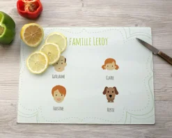 Planche à découper en verre personnalisée - Family Circus