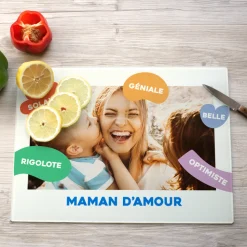 Planche à découper en verre personnalisée - Eclats de Couleurs