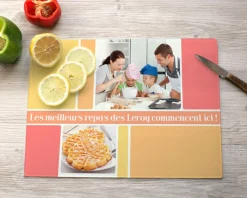 Planche à découper en verre personnalisée - Multi-photo