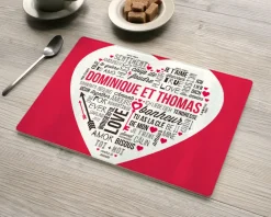Planche à découper en verre personnalisée - Mots d'Amour