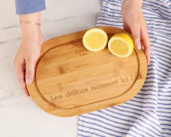 Planche à découper ovale personnalisée en bois - Oui Chef