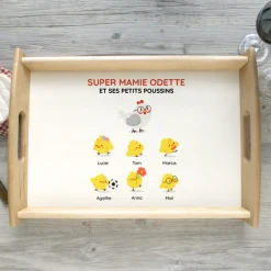 Plateau en bois personnalisé - Famille poussins