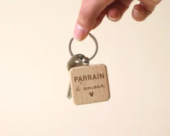 Porte-clés en bois personnalisé - Parrain