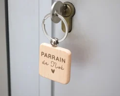 Porte-clés en bois personnalisé - Parrain