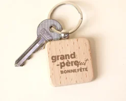 Porte-clés en bois personnalisé - Grand Père-fect