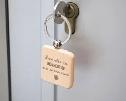 Porte-clés en bois personnalisé - Marraine