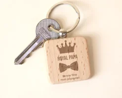 Porte-clés en bois personnalisé - Papa Royal