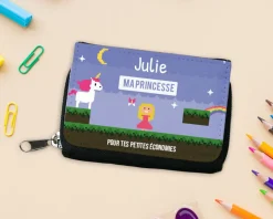 Porte-monnaie personnalisable - Collection Jeux Vidéo Rétro - Version Fille