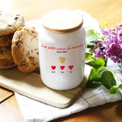 Pot à biscuits personnalisé - Maman et ses petits coeurs