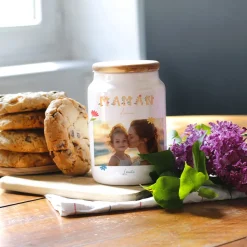 Pot à biscuits personnalisé - Amour Fleuri