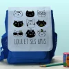 Sac à dos bleu marine Chats