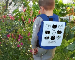 Sac à dos bleu marine Chats