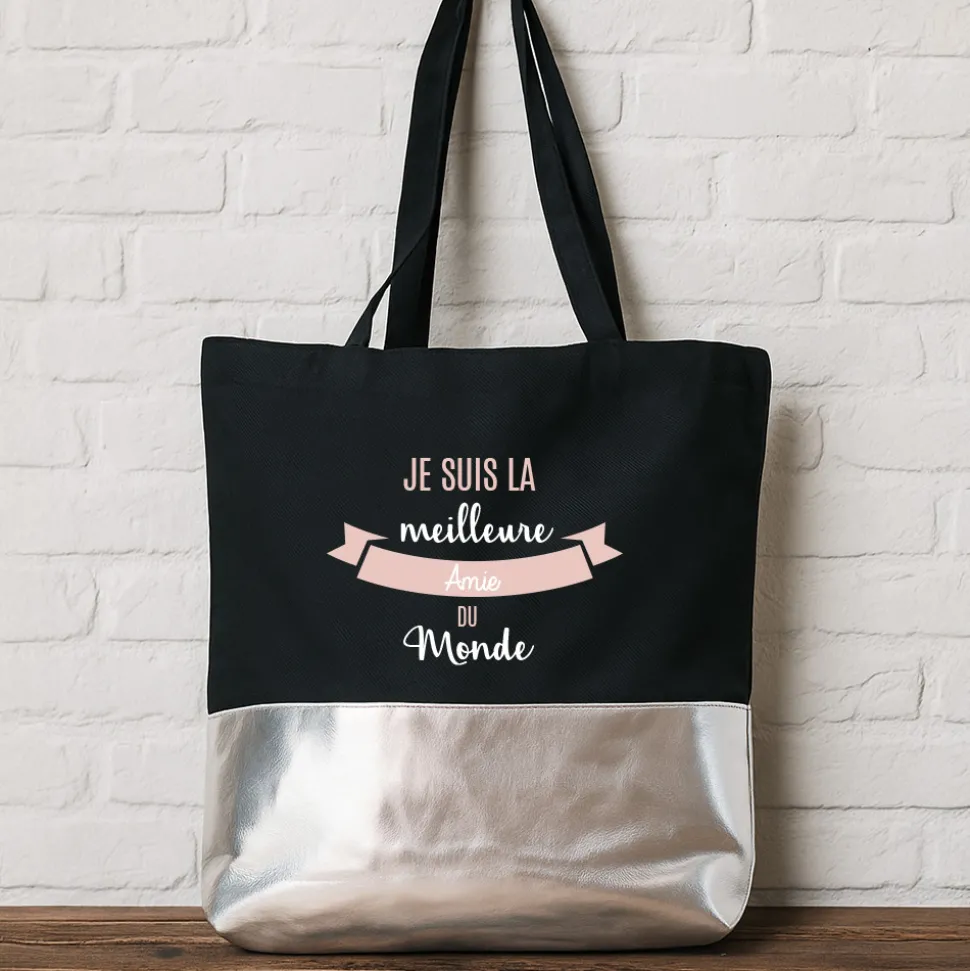Sac noir personnalisé - Meilleure du monde