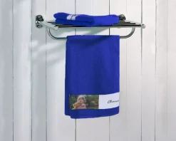 Serviette bleue Personnalisable - Photos et Message