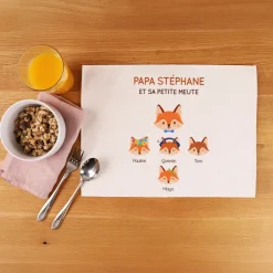 Set de table personnalisé - Papa Renard et sa meute