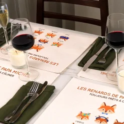 Set de table personnalisé - Papa Renard et sa meute
