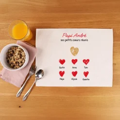 Set de table personnalisé - Papi et ses petits coeurs