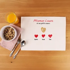 Set de table personnalisé - Maman et ses petits coeurs