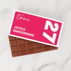 Tablette de chocolat anniversaire Rose