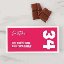 Tablette de chocolat anniversaire Rose