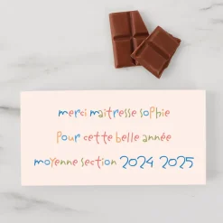 Tablette de chocolat personnalisée - Mots d'enfants pour maîtresse
