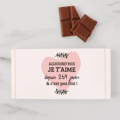 Tablette de chocolat personnalisable - Aujourd'hui je t'aime depuis X jours