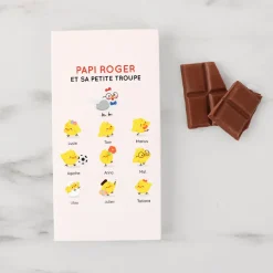Tablette de chocolat personnalisée - Famille poussins