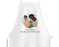 Tablier blanc personnalisé - Portrait de famille