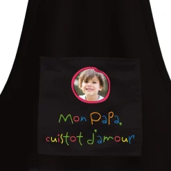 Tablier noir personnalisé - Mots d'enfants