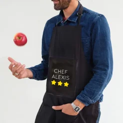 Tablier noir personnalisé - Prénom