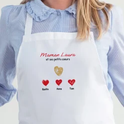 Tablier personnalisé - Maman et ses petits coeurs