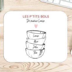 Tapis de souris personnalisé - Bols prénoms famille