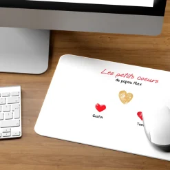 Tapis de souris personnalisé - Papa et ses petits coeurs