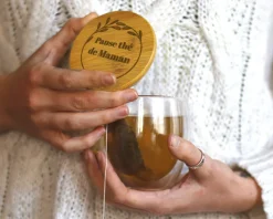 Tasse à thé en verre avec couvercle personnalisé - Prénom