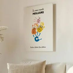 Toile canva personnalisée - Empreintes pour papa