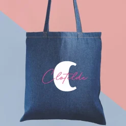 Tote bag en jean personnalisé - Initiales