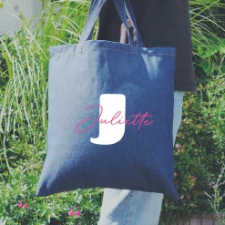 Tote bag en jean personnalisé - Initiales