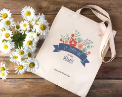 Tote bag personnalisé - Mamie fleurie