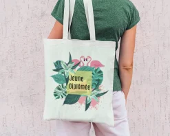 Tote bag Personnalisable - Flamant rose - 100% coton naturel