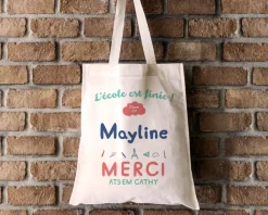 Tote bag Personnalisable - L'école est finie - 100% coton naturel