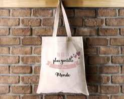 Tote bag Personnalisable - Tu es la meilleure du monde - 100% coton naturel