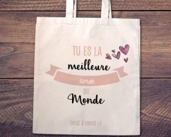Tote bag Personnalisable - Tu es la meilleure du monde - 100% coton naturel