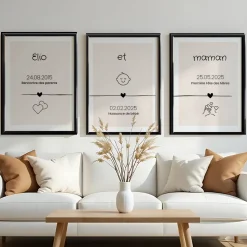 Trio d'affiches personnalisées - Ligne de Vie