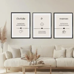 Trio d'affiches personnalisées - Ligne de Vie
