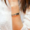 Trio de bracelets joncs personnalisés - Plaqué or, argent et argent rosé